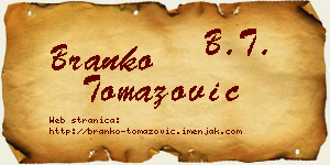 Branko Tomazović vizit kartica